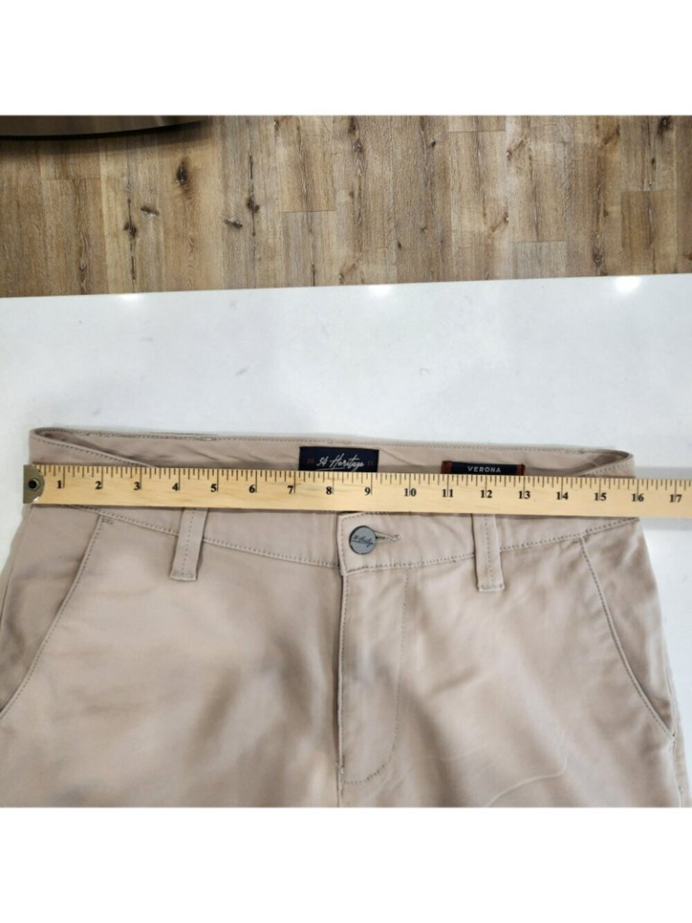 VTG 34 Heritage Verona Mid Rise Slim Leg Pants Mens Tag 31x34 Fits 32x27 Beige - Picture 10 of 14